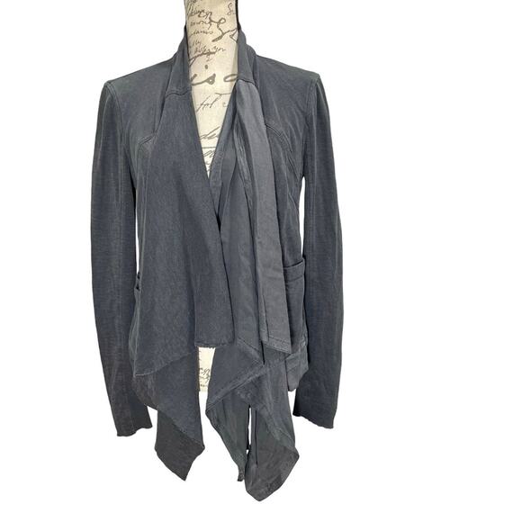 Anthropologie Saturday Sunday Washed Black Open Knit Draped Cardigan Size Small - Picture 1 of 14